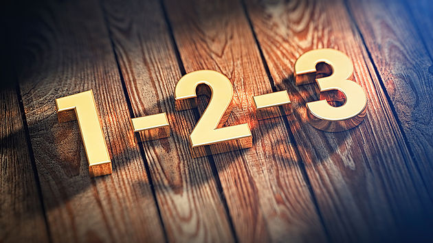 Digits 1-2-3 on wood planks