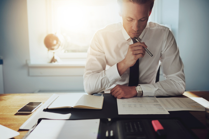 businessman working on documents