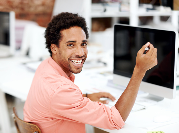 a businessman on his desk