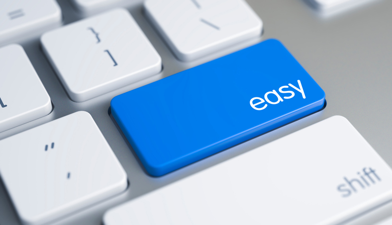 a keyboard return key labeled with the word easy