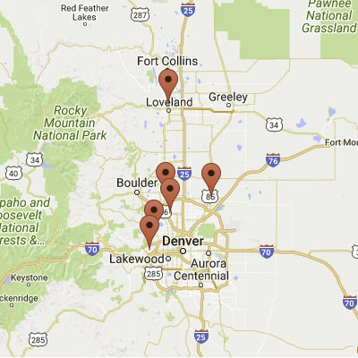 multiple franchise locations marked on a map