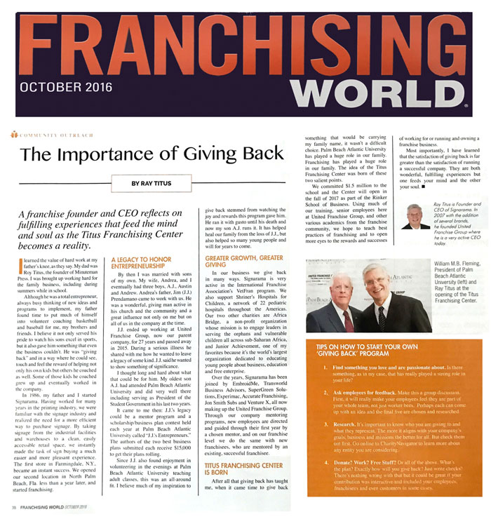 Franchising World feature