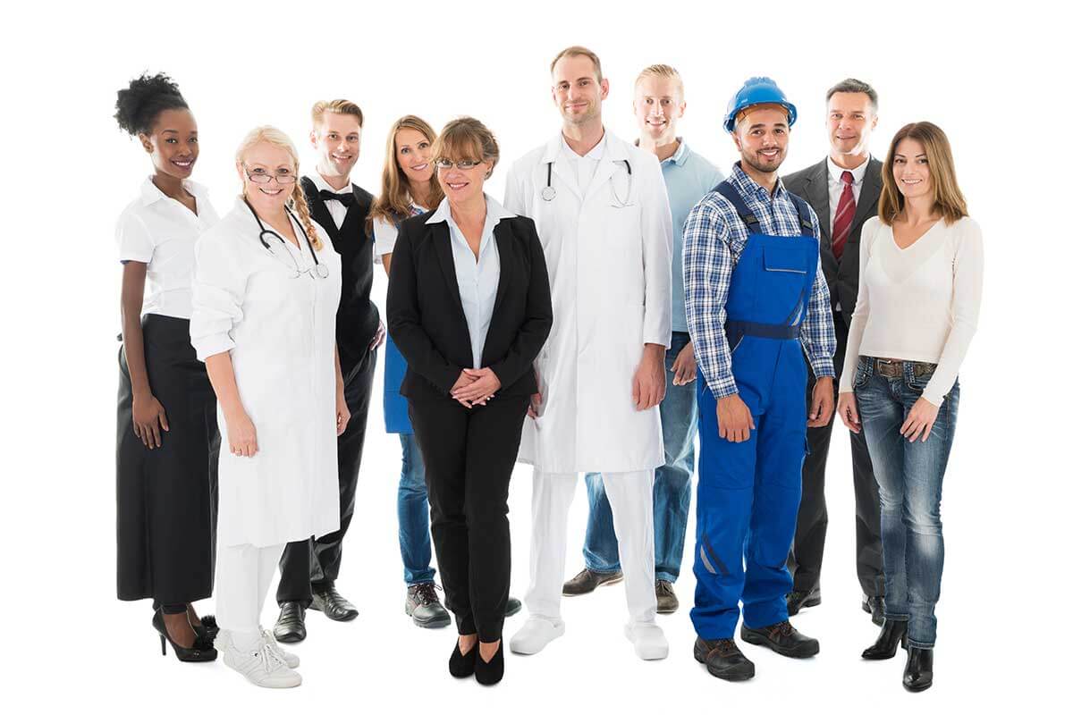 A group of ten people from diverse professions